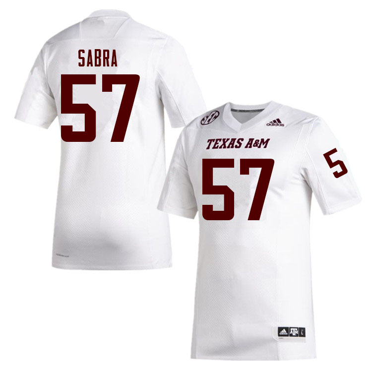 Men #57 John Sabra Texas A&M Aggies College Football Jerseys Sale-White